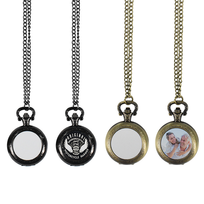 Vintage Pocket Watch - Naszyjnik z metalowym zegarkiem kieszonkowym w