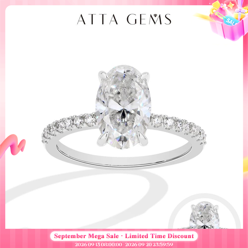 Moissanite Ring - ATTAGEMS Pierścionek z moissanitem o owalnym