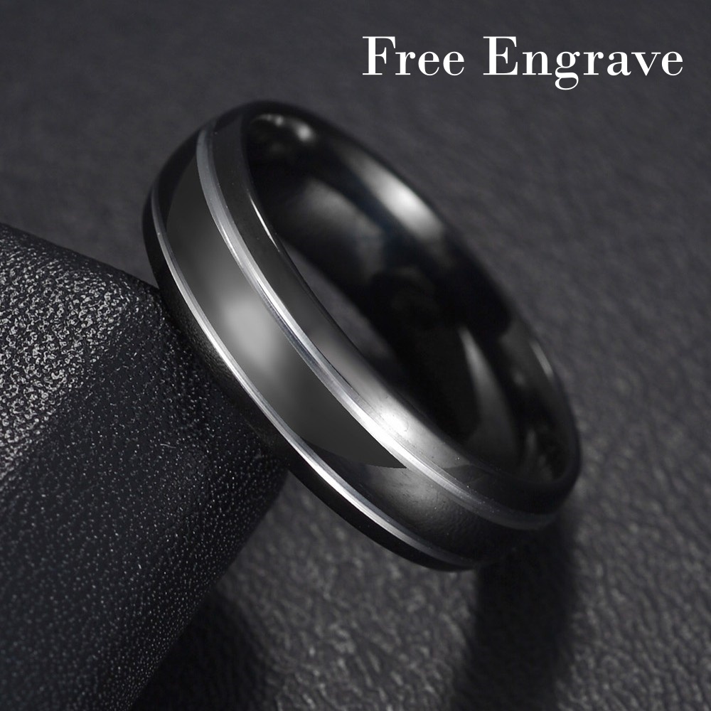 Titanium Steel Ring - Personalizowane grawerowane imię logo męski pierścionek
