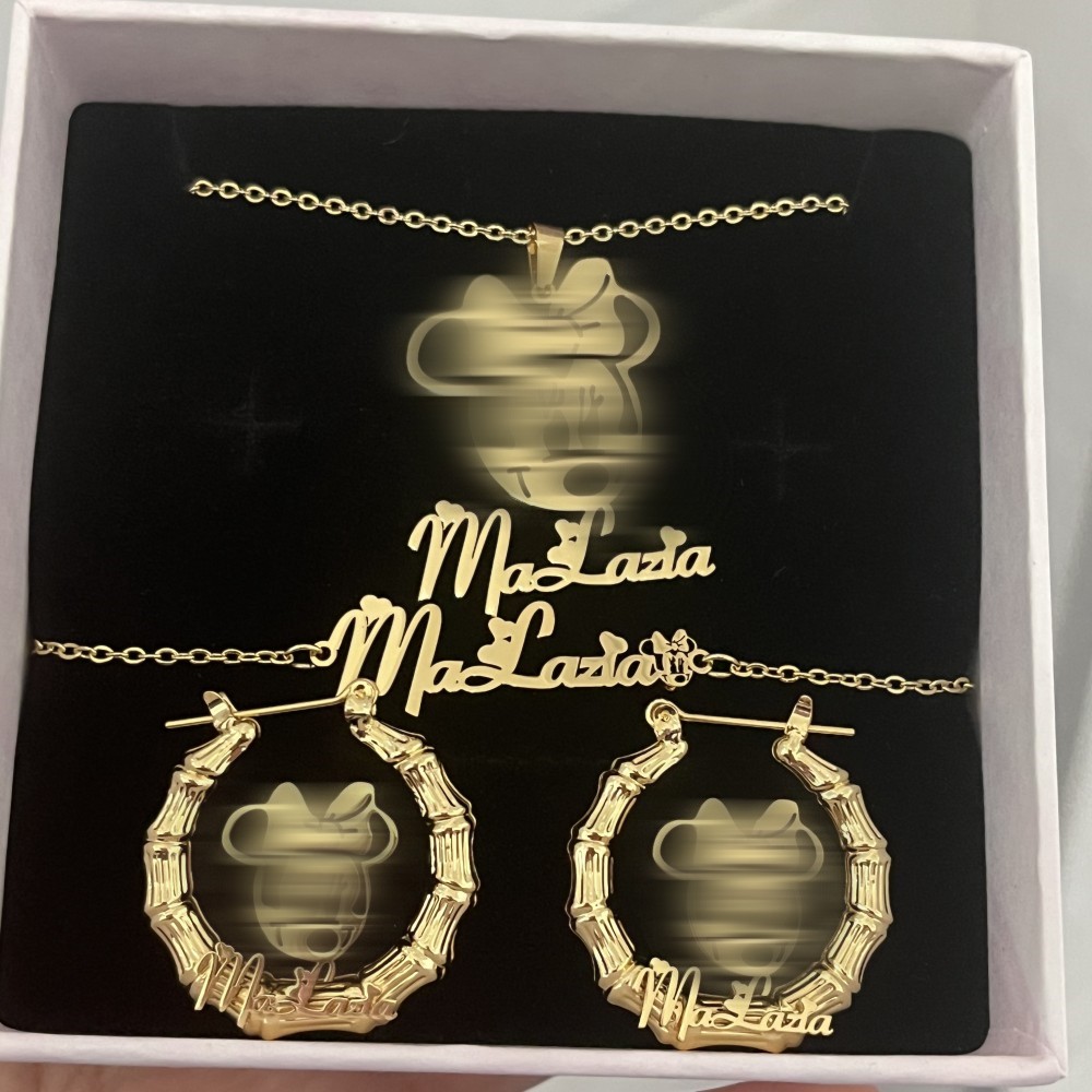 Engraved Name Necklace - DUOYING Niestandardowy zestaw biżuterii z postaciami