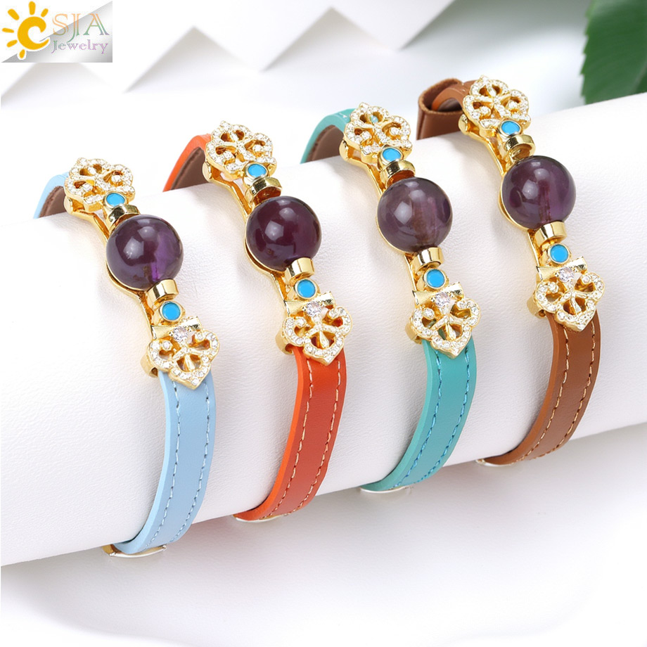 Jewelry Making Watches - Bransoletka CSJA Bohemian Leather z regulowanym