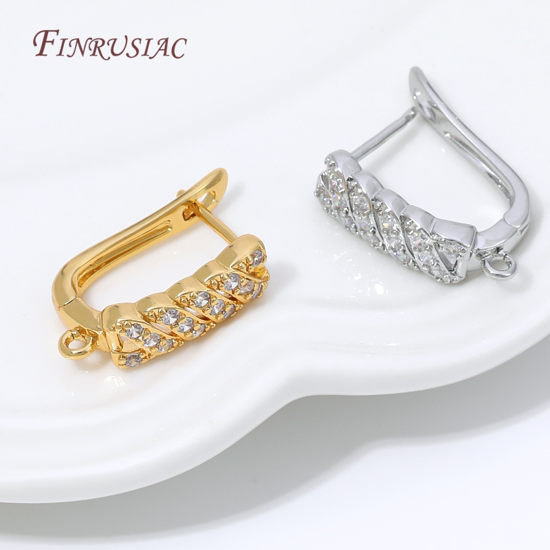 Gold Plated Ring - Złote kolczyki koła (huggie) z cyrkoniami,