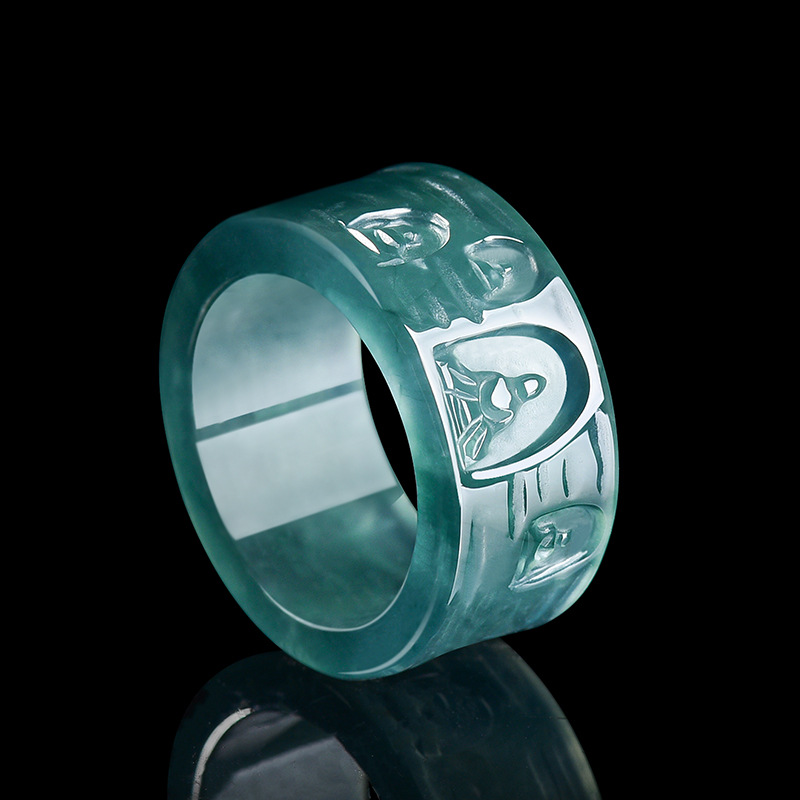 Luxury Gifts Jewelry & Watches Namfleg Mostar - Naturalny Birmański Jadeitowy Pierścień Budda Luksusowa