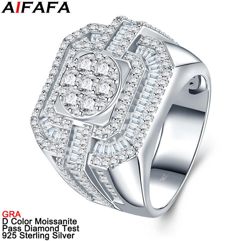 Moissanite Ring - Pierścienie męskie z pełnym diamentem moissanitowym