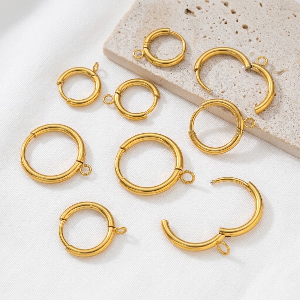 Gold Plated Ring - 10 szt./zestaw Złoty Kolor Stal Nierdzewna